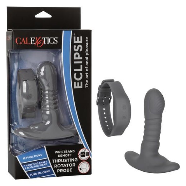 Серый массажер простаты Thrusting Rotator Probe - 11,25 см