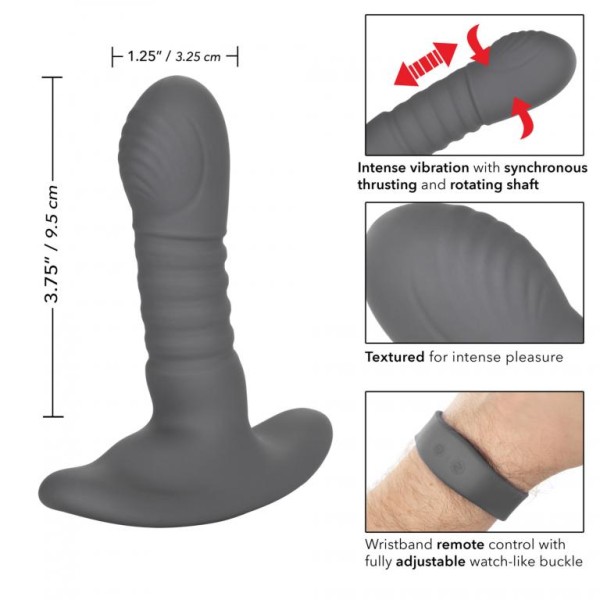Серый массажер простаты Thrusting Rotator Probe - 11,25 см