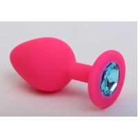 Розовая силиконовая пробка с голубым кристаллом - 7,1 см. Розовая силиконовая пробка с голубым кристаллом - 7,1 см.