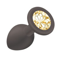 Чёрная анальная пробка Emotions Cutie Small с жёлтым кристаллом - 7,5 см. Чёрная анальная пробка Emotions Cutie Small с жёлтым кристаллом - 7,5 см.