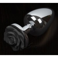 Маленькая анальная пробка с черной розочкой - 6 см. Маленькая анальная пробка с черной розочкой - 6 см.