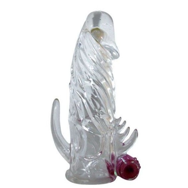 Закрытая прозрачная вибронасадка на пенис Crystal Sleeve Vibe - 12 см