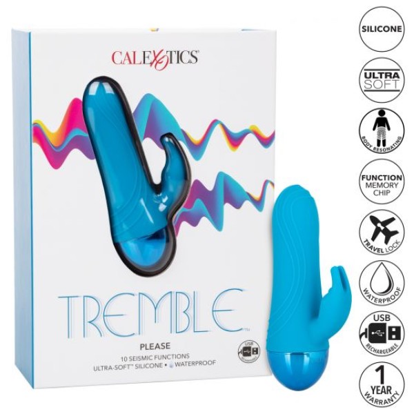 Голубой мини-вибратор Tremble Please - 12 см