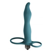 Зеленая вибронасадка для двойного проникновения Flirtini - 15,9 см.