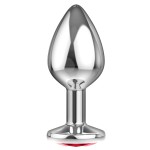 Большая серебристая анальная пробка Diamond Red Sparkle Large с красным кристаллом - 8 см