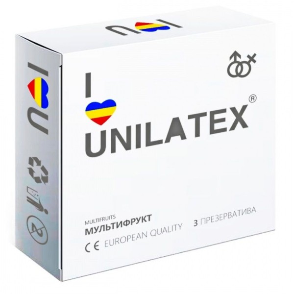 Разноцветные ароматизированные презервативы Unilatex Multifruits - 3 шт