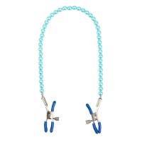 Зажимы на соски с голубыми бусами Зажимы на соски с голубыми бусами