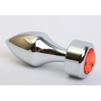 Серебристая анальная пробка с широким основанием и красным кристаллом - 7,8 см. Серебристая анальная пробка с широким основанием и красным кристаллом - 7,8 см.