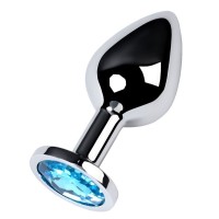 Серебристая конусовидная анальная пробка с голубым кристаллом - 8 см. Серебристая конусовидная анальная пробка с голубым кристаллом - 8 см.