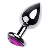 Серебристая анальная втулка с фиолетовым стразом-сердцем - 9,5 см. Серебристая анальная втулка с фиолетовым стразом-сердцем - 9,5 см.
