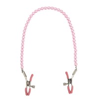 Зажимы на соски с розовыми бусами