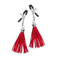 Зажимы на соски «Прищепки» с красными кисточками из замши Зажимы на соски «Прищепки» с красными кисточками из замши