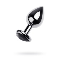 Серебристая анальная втулка с чёрным стразом-сердцем - 9,5 см. Серебристая анальная втулка с чёрным стразом-сердцем - 9,5 см.