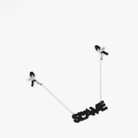 Зажимы на соски с кожаной подвеской Slave