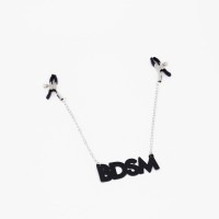 Зажимы на соски с кожаной подвеской BDSM