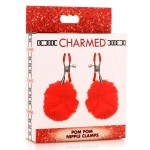 Красные зажимы на соски с помпонами Pom Pom