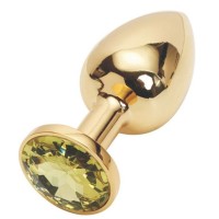 Золотистая анальная пробка с желтым кристаллом - 8,2 см. Золотистая анальная пробка с желтым кристаллом - 8,2 см.