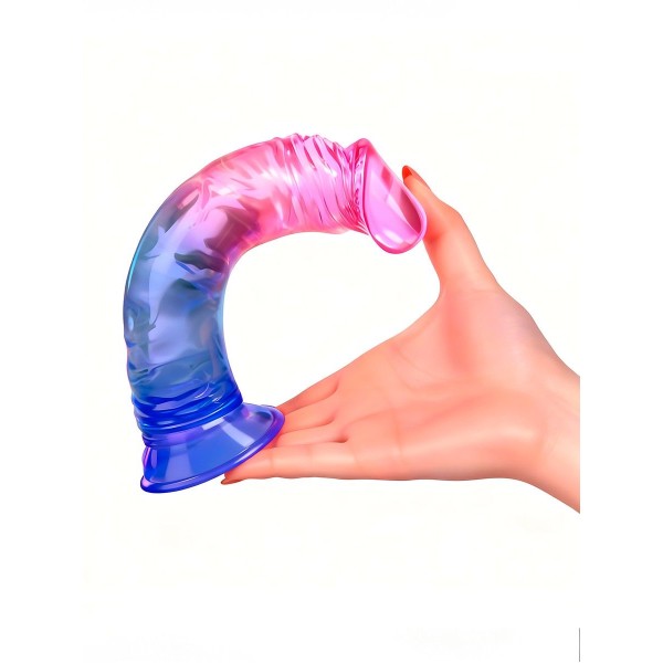 Яркий розово-синий фаллоимитатор с присоской