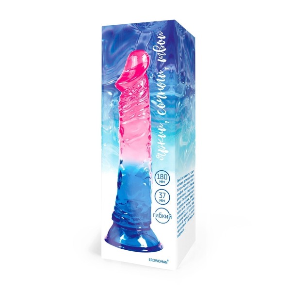 Яркий розово-синий фаллоимитатор с присоской