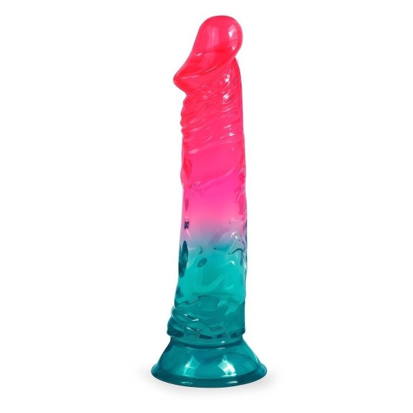 Яркий двухцветный фаллоимитатор с присоской