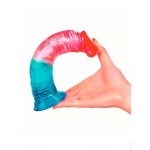 Яркий двухцветный фаллоимитатор с присоской