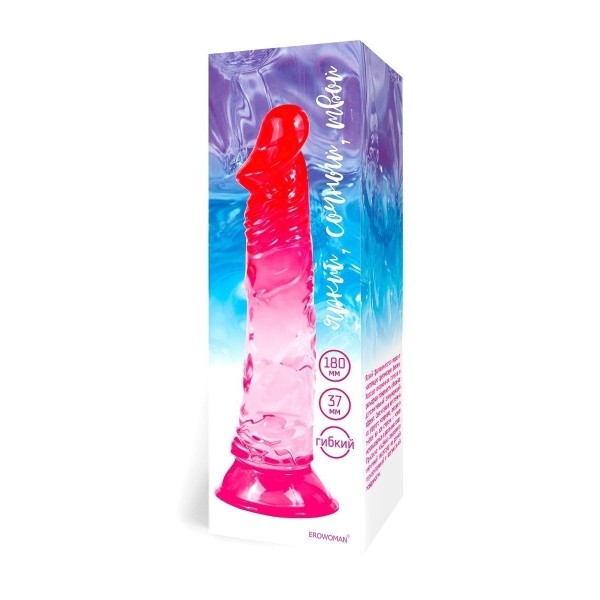 Яркий розово-красный фаллоимитатор с присоской