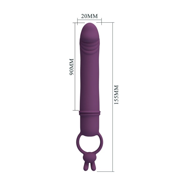 Сливовый вибратор с кольцом Cora - 15,5 см. Сливовый вибратор с кольцом Cora - 15,5 см.