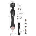 Черный вибромассажер с подогревом Cupa Warming Wand - 22,6 см.