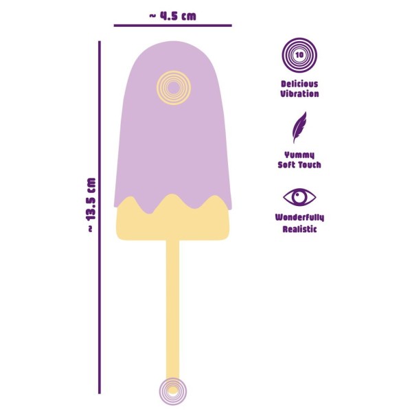 Сиреневый мини-вибратор в форме пломбира Vibrating Popsicle Сиреневый мини-вибратор в форме пломбира Vibrating Popsicle