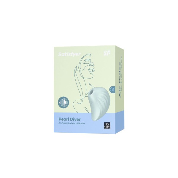 Салатовый вакуум-волновой стимулятор клитора Satisfyer Pearl Diver