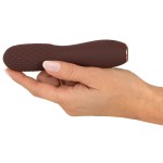 Коричневый вибратор Hazel 02 с рельефной головкой - 14 см.