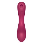Малиновый вибромассажер с вакуумной стимуляцией Curvy Trinity 1