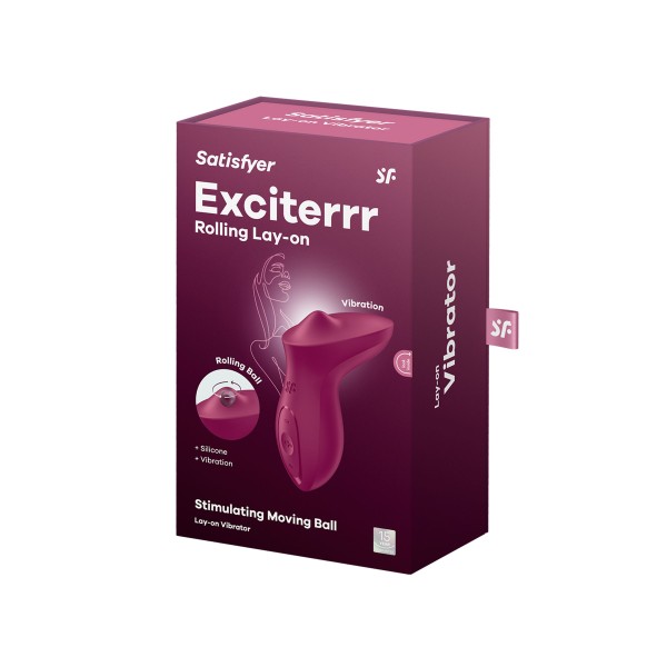 Бордовый вибратор с движущимся шариком Exciterrr