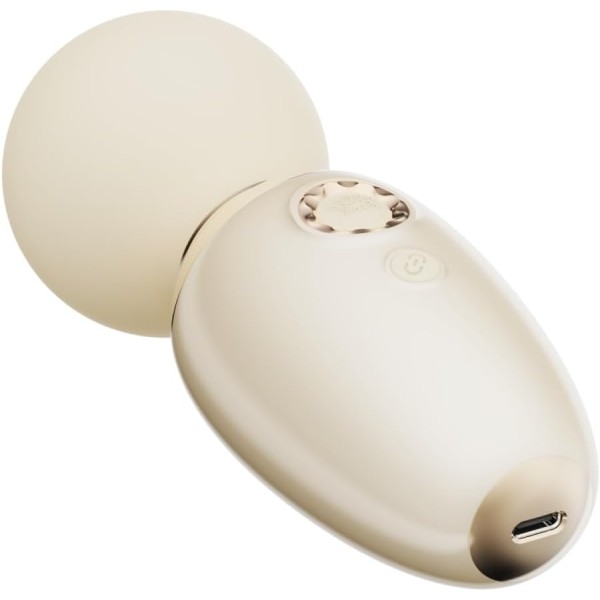 Бежевый мини-вибратор с функцией нагрева Ava