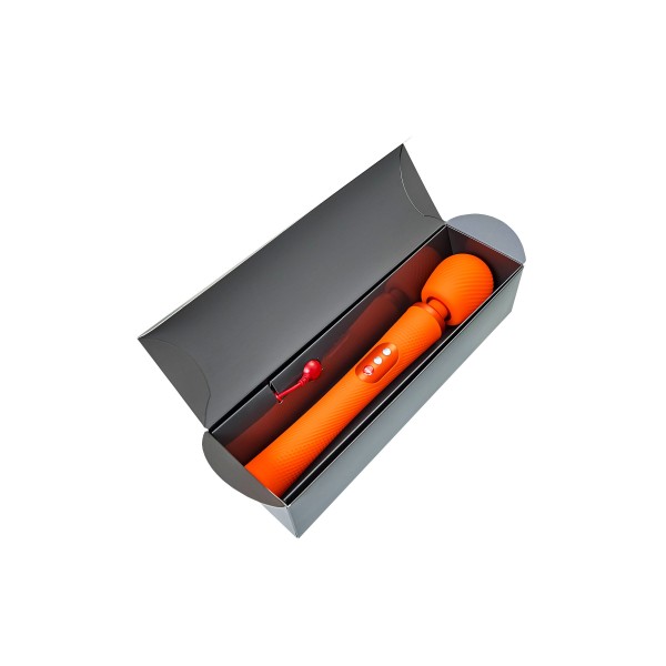 Оранжевый вибромассажер Vim Vibrating Wand - 31,3 см.