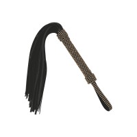 Черная плеть с заклепками на рукояти - 48 см. Черная плеть с заклепками на рукояти - 48 см.