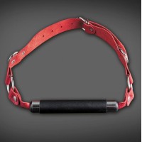 Кляп-трензель на красных кожаных ремешках с застёжкой