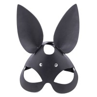 Черная гладкая маска Зайка с длинными ушками Черная гладкая маска Зайка с длинными ушками