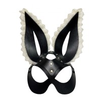 Маска зайки с бежевым кружевом на ушках Маска зайки с бежевым кружевом на ушках