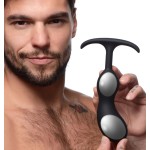 Черный массажер простаты с утяжелителями Premium Silicone Weighted Prostate Plug Large - 18,8 см.