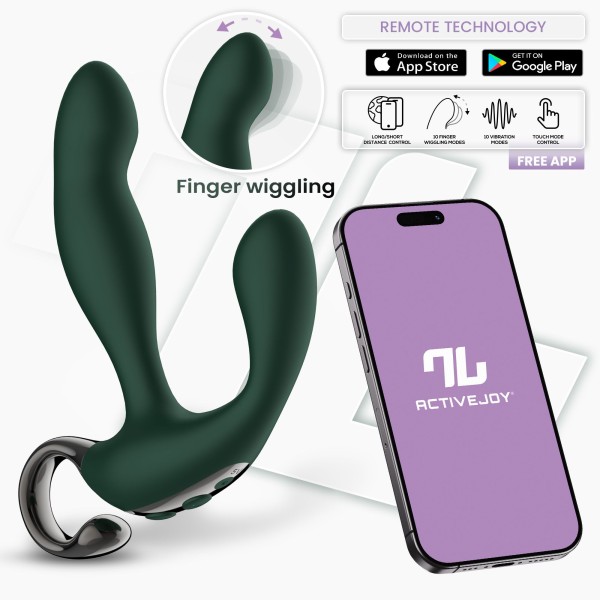Зеленый вибромассажёр простаты Greeny - 12,8 см.