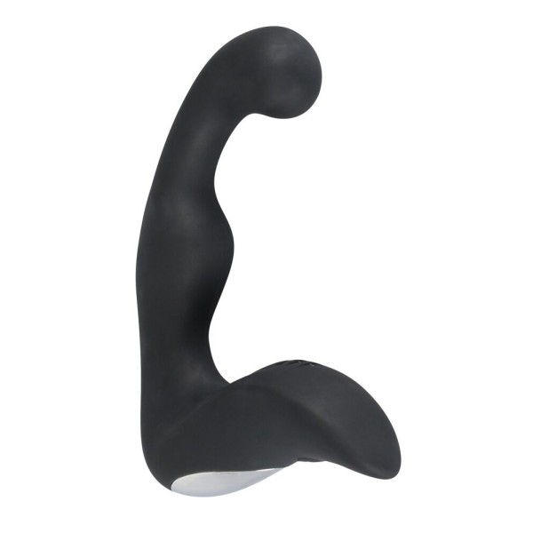 Черный перезаряжаемый стимулятор простаты с вибрацией - 14,6 см.