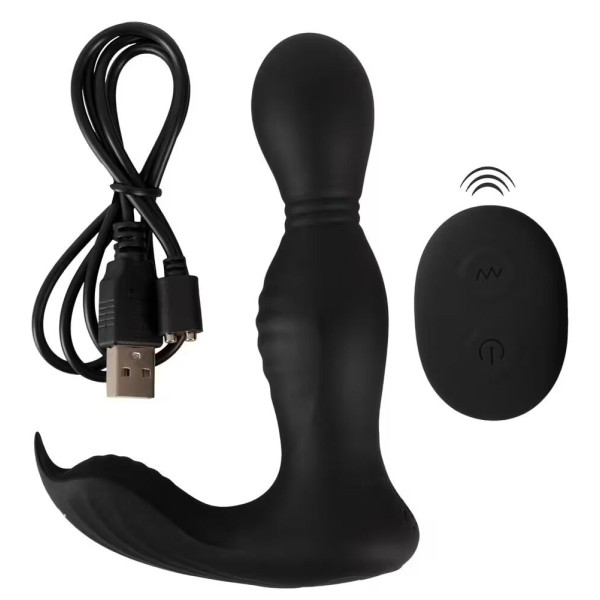 Черная анальная пробка с вибрацией, вращением и пультом ДУ RC Butt Plug with 2 Functions Черная анальная пробка с вибрацией, вращением и пультом ДУ RC Butt Plug with 2 Functions