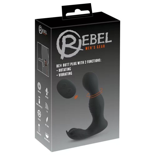 Черная анальная пробка с вибрацией, вращением и пультом ДУ RC Butt Plug with 2 Functions Черная анальная пробка с вибрацией, вращением и пультом ДУ RC Butt Plug with 2 Functions