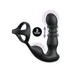 Черный вибростимулятор простаты с кольцом Ass-gasm Slide Glide