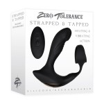 Черный вибромассажер простаты с эрекционным кольцом Strapped Tapped