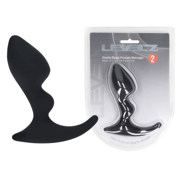 Черная анальная пробка для массажа простаты Double Ripple Silicone Prostate Massager Черная анальная пробка для массажа простаты Double Ripple Silicone Prostate Massager