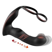 Черный вибромассажер простаты с эффектом фингеринга - 16 см. Черный вибромассажер простаты с эффектом фингеринга - 16 см.