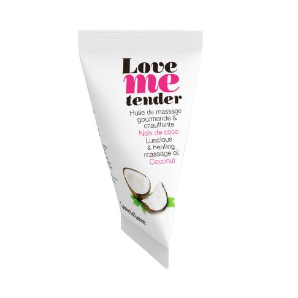Съедобное согревающее массажное масло Love Me Tender Cocos с ароматом кокоса - 10 мл.