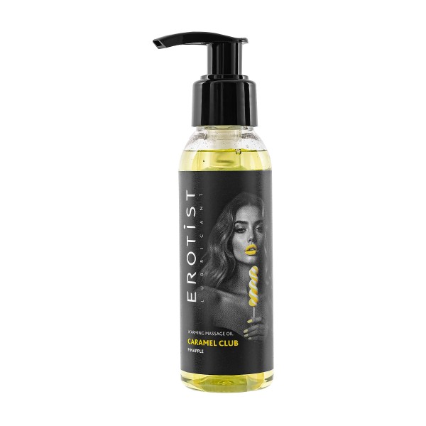 Разогревающее массажное масло Erotist Caramel Club с ароматом ананаса - 100 мл.